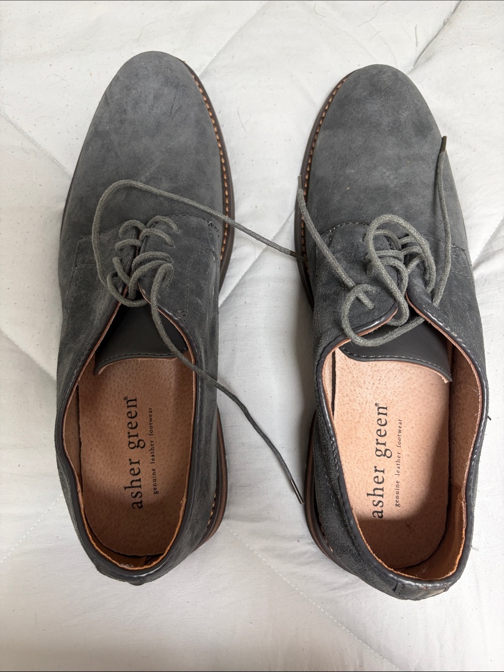 Asher Green Men’s Gray Suede Derby Shoes